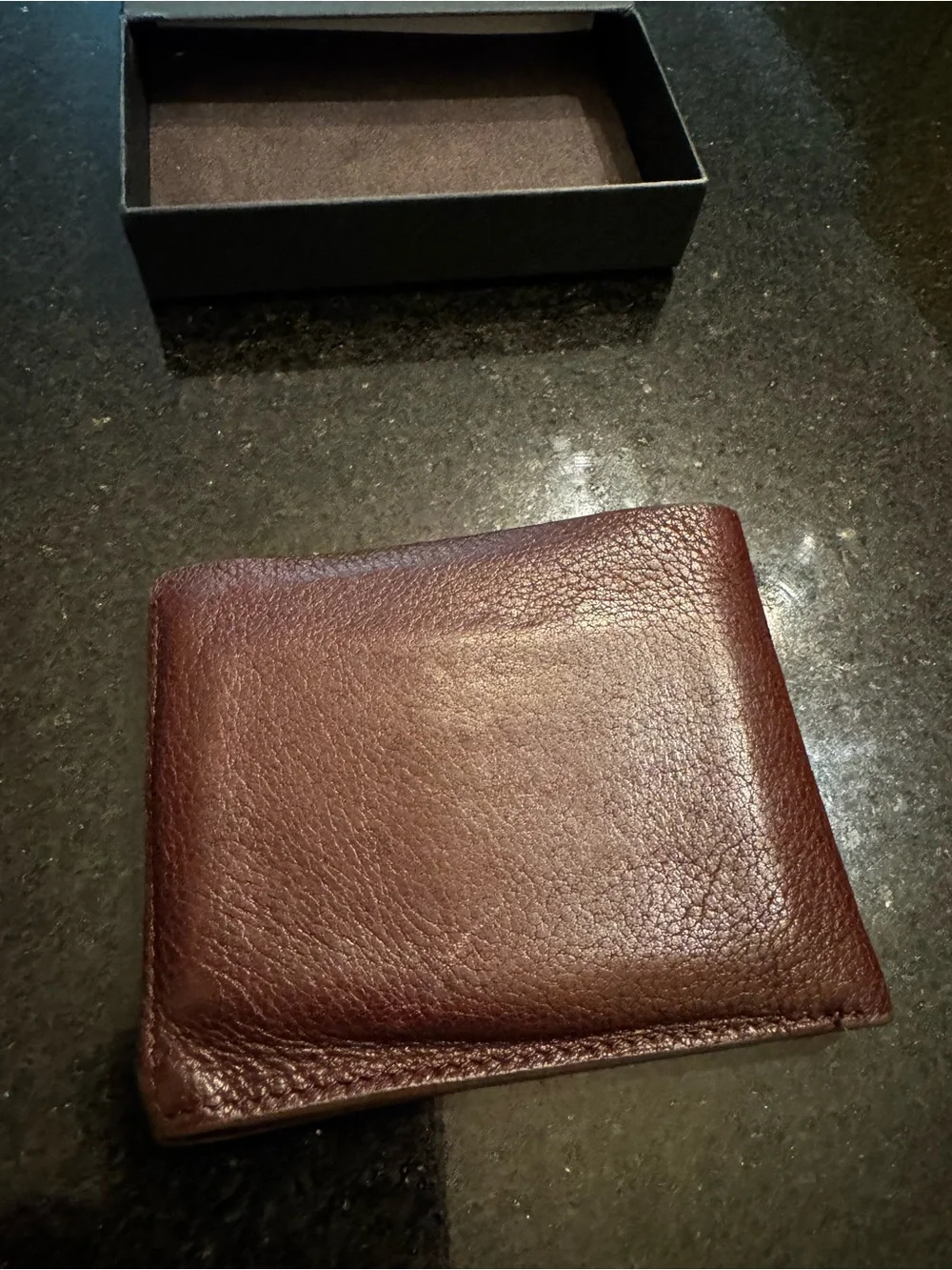 John Varvatos Brown Pebbled Leather Bifold Wallet